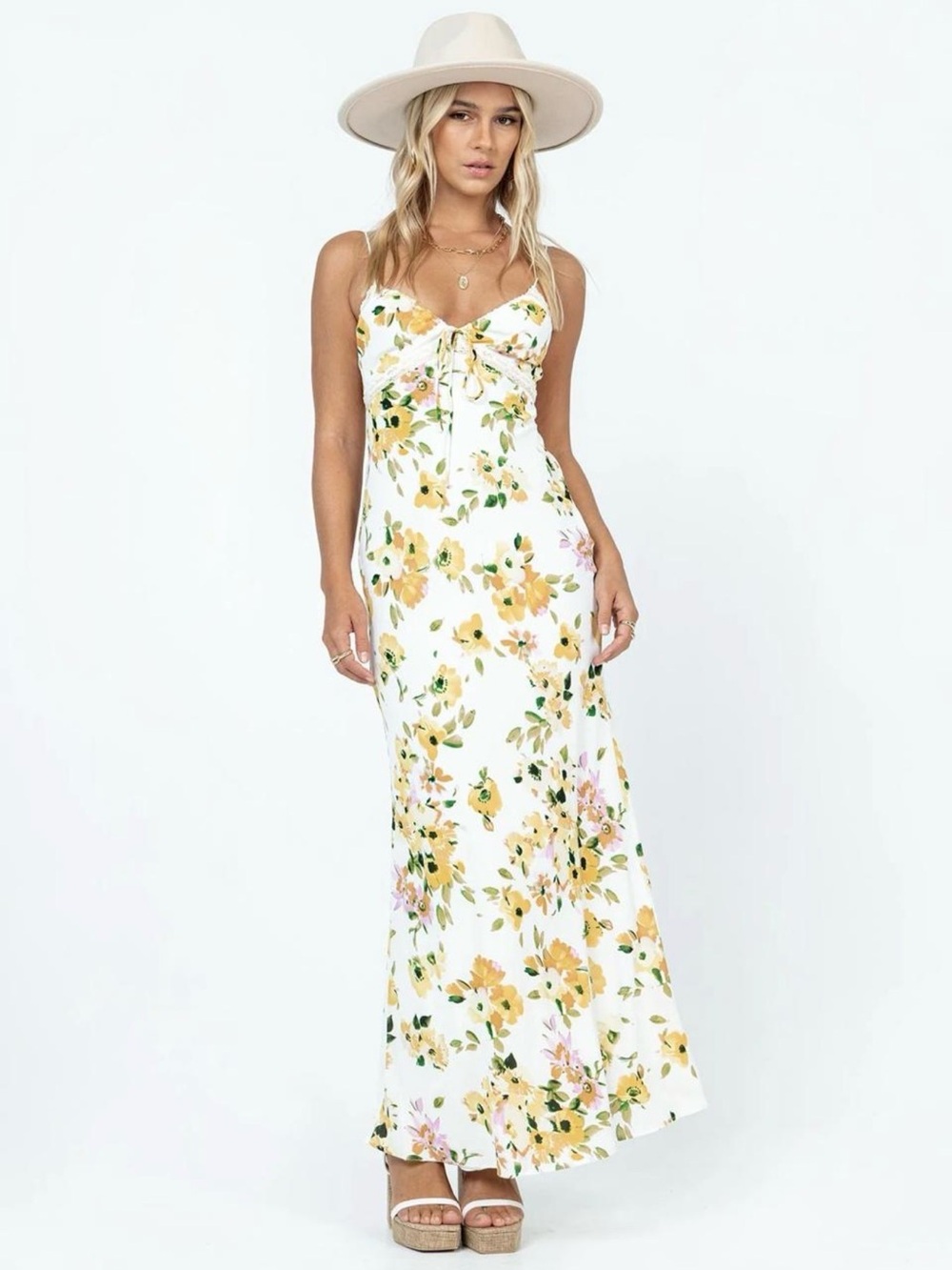 Princess Polly Emily Floral Maxi Slip Dress with Zipper Feminine Sundress - Picture 7 of 7